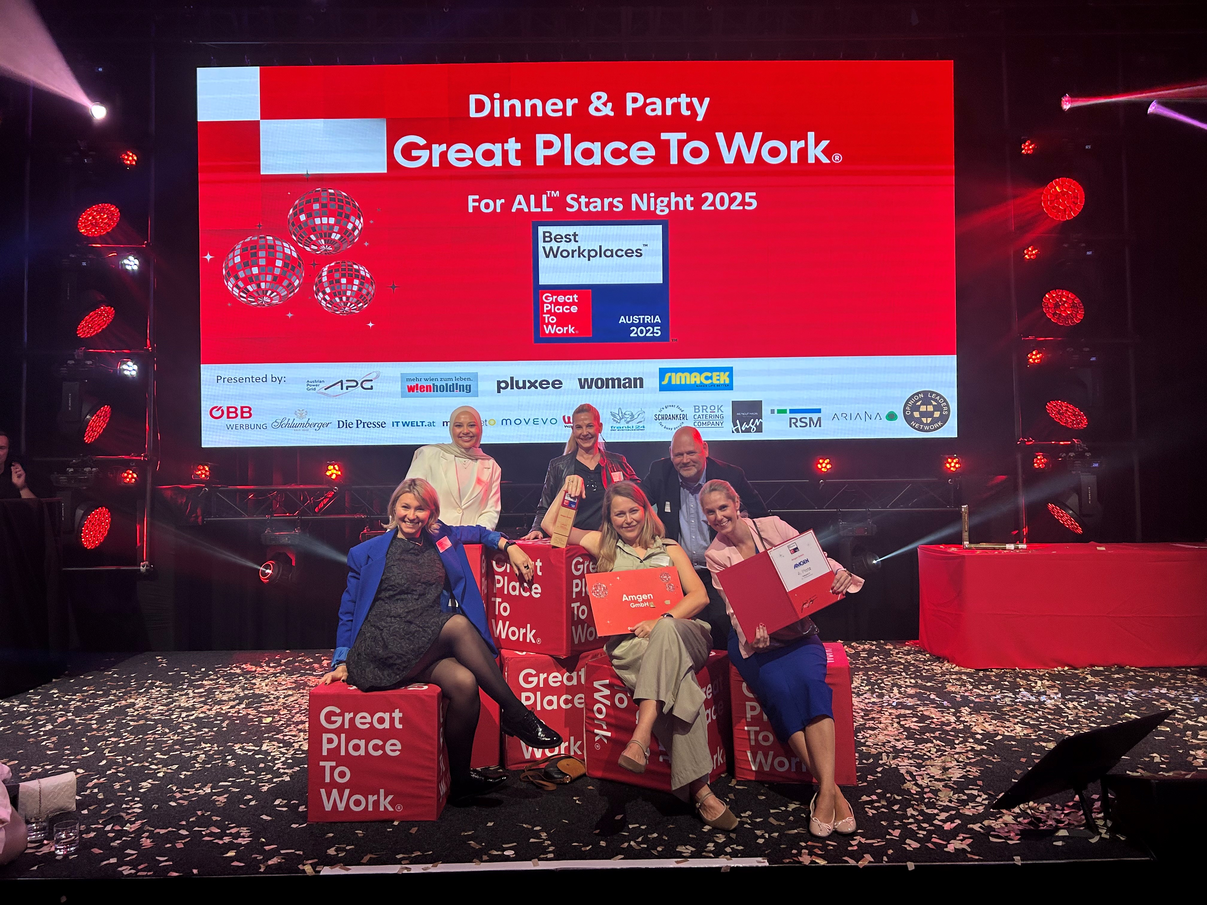 Amgen Österreich Kolleg:innen während der Great Place To Work Award Ceremony im Mai 2025